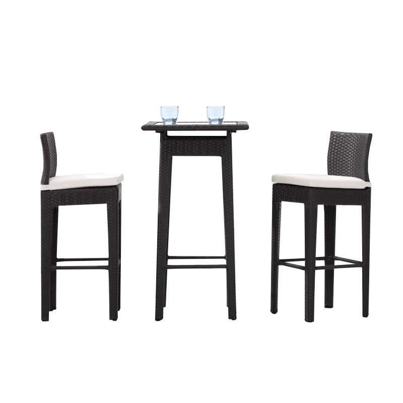 Silla de caña de tres piezas, muebles de patio, bar de ocio al aire libre, silla de bar de moda, mesa y silla de bar de caña