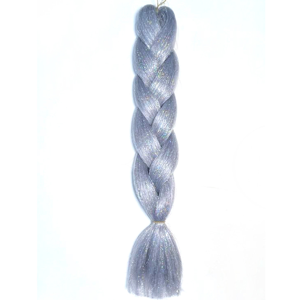Láser colorido oro y plata seda trenza grande jumbo braiding hair con tinsel peluca de fibra química