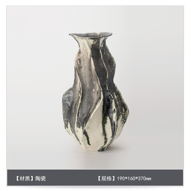 侘寂中古风星点陶瓷花瓶高级感桌面家居软装插花器复古装饰品摆件|undefined