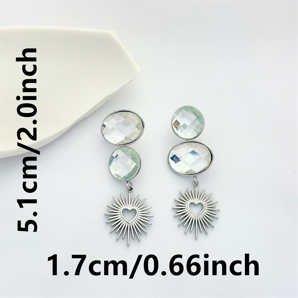 1 Pair Geometric Classic Style 304 Stainless Steel Zircon Drop Earrings display picture 3