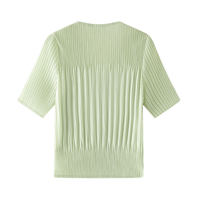 Áo khoác cardigan nữ cổ V tay ngắn xếp ly dáng rộng chống nhăn đi làm — màu be chi tiết 20