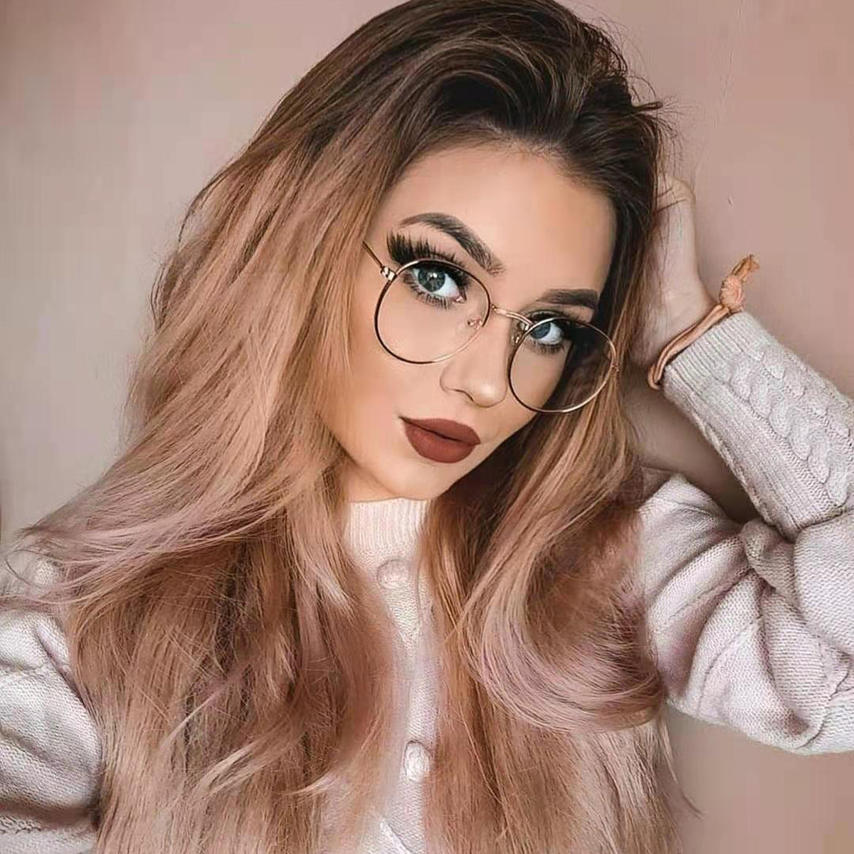 NUEVO ESTILO DE METAL retro patrón borde gafas marco artístico marco redondo gafas de Europa y América gafas lisas 3447