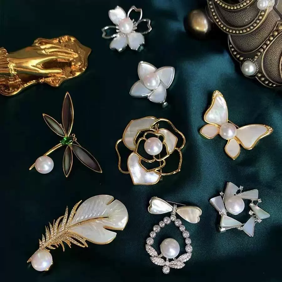 Брошь из пресноводного жемчуга Чжуцзи, элитная брошь из натурального жемчуга оптом, элегантная брошь, аксессуар для одежды, нишевая и простая.