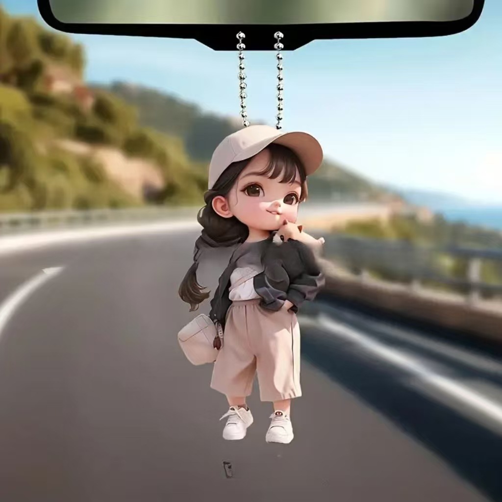 Nuevo estilo transfronterizo acrílico plano linda gorra chica colgante de coche colgante de decoración del hogar festivo