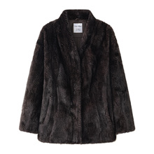 冬季新款2025水貂毛皮草外套女咖啡色复古长袖欧美风海宁裘皮大衣