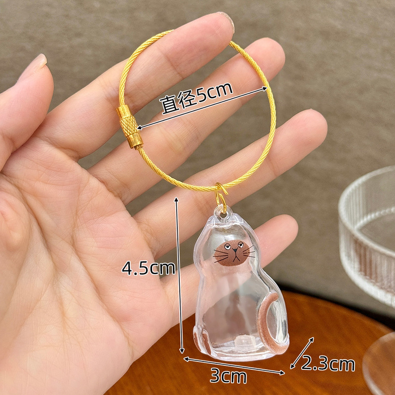 可爱钥匙扣透明猫咪毛发收集胶囊吊饰扭蛋猫毛收纳盒钥匙扣挂件|undefined