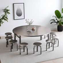 不锈钢折叠桌圆形家用桌烧烤摆摊桌轻便吃饭桌流水席桌饭店桌