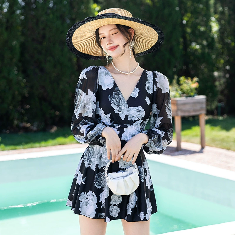 Купальник для матери, Женский цельный, покрывающий живот, с подкладкой для груди, консервативный пуш-ап с длинным рукавом, новинка 2022 года, горячая весна