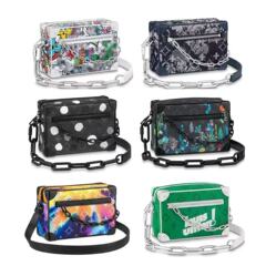 新品trunkメンズ斜めがけバッグ四角いケースバッグクラシック老花ショルダーバッグカメラバッグチェーンバッグ鉄の足のカバン