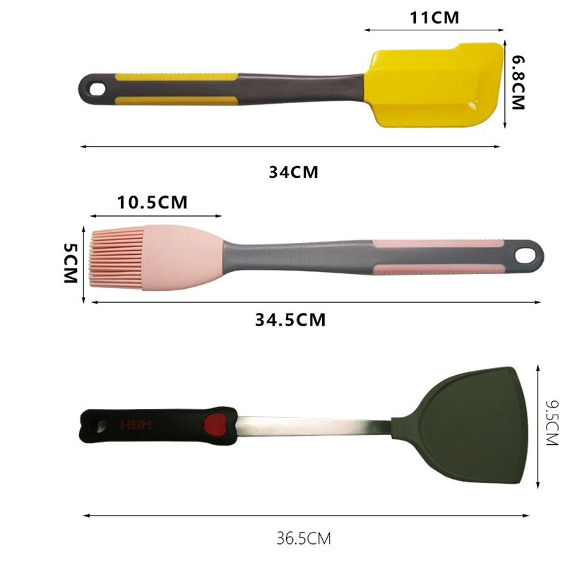 Silicone scraper, heat-resistant kitchenware, set, 3 piece set, factory direct supply