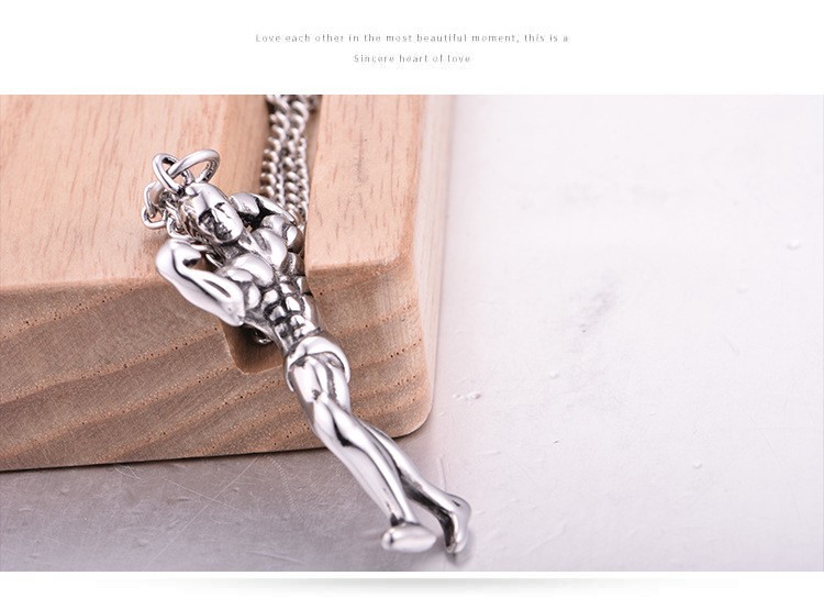 Bodybuilder Pendant Necklace Titanium Stainless Steel Unisex_voghion.com