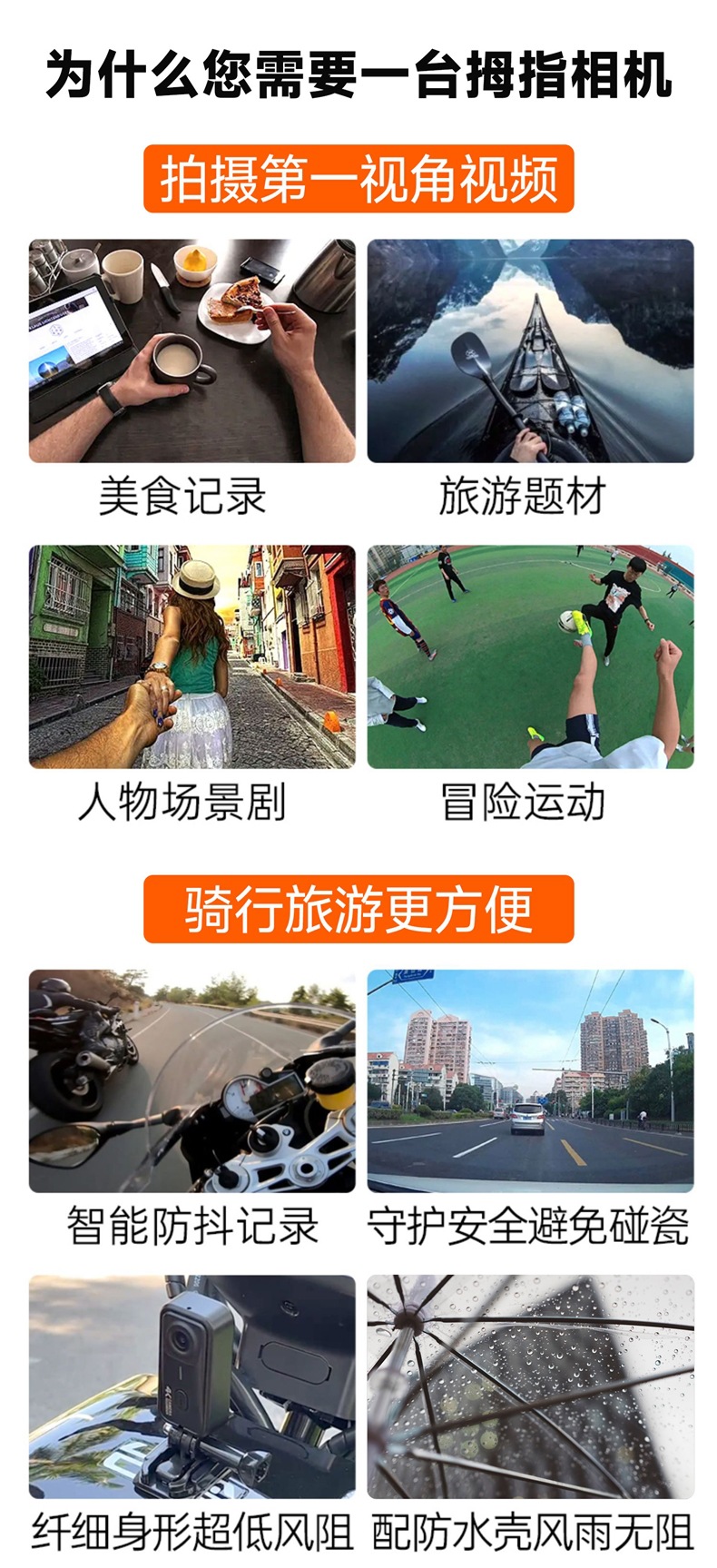 Shanguo action camera, motorcycle dashcam, vlog cycling shooting, non-360 panoramic small camera