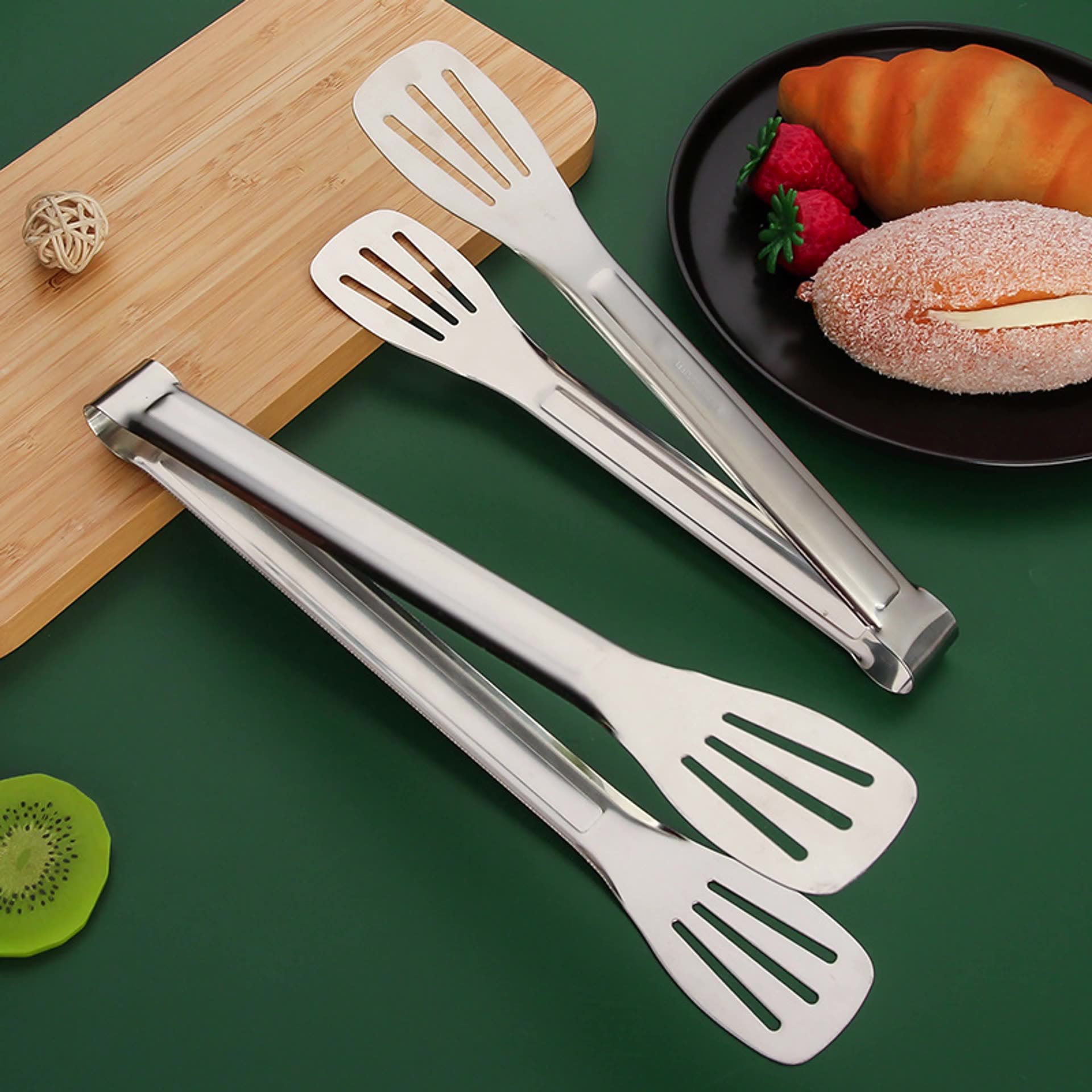 304 Stainless Steel Food Tongs Gold Bread Dessert Tongs Fried Barbecue Meat Tongs Buffet Tongs Laser