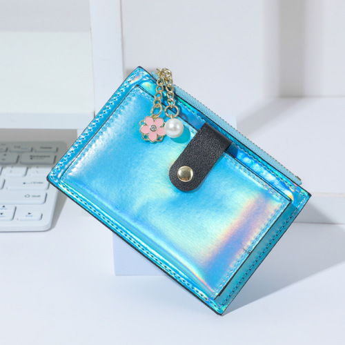 New bag women's wallet short wallet women's laser colorful fashion simple student coin purse women's niche design