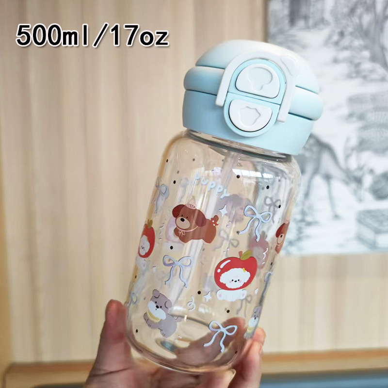 Alto valor de la cara doble bebida dibujos animados pequeños lindos copos de silicio de silicio de mano para estudiantes portátiles de alto contenido de silicio de vidrio de agua