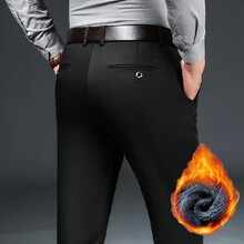 秋冬商务休闲高品质弹力爸爸裤秋季直筒宽松男士加绒加厚休闲裤子