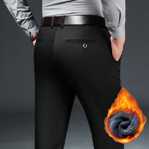 秋冬商务休闲高品质弹力爸爸裤秋季直筒宽松男士加绒加厚休闲裤子