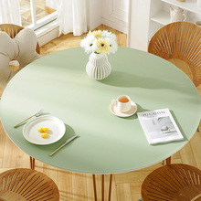 現代簡約風圓桌布防水防油耐磨茶幾桌墊可擦免洗皮革桌墊一件代發