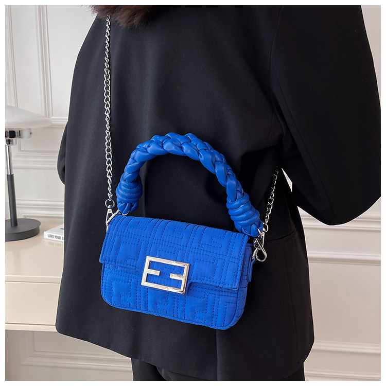 Fashion Solid Color Design Embroidery Thread Underarm Small Square Bag display picture 4