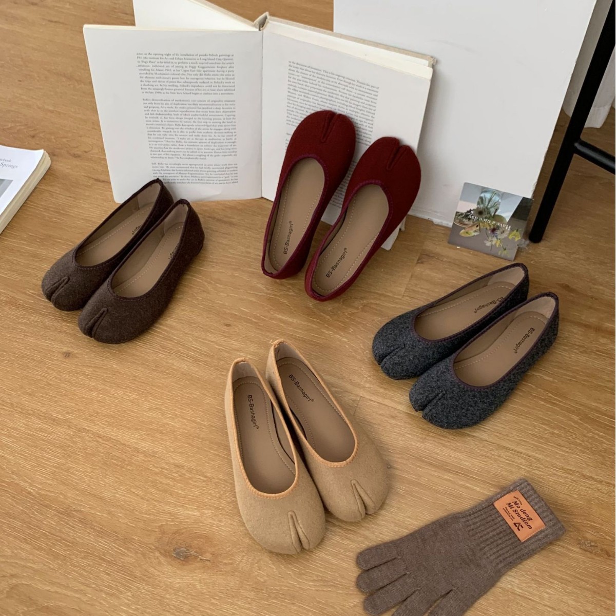 H128-3~平底法式复古分趾玛丽珍单鞋女鞋子2025年秋季新款