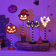 New Halloween Ghost Festival Ghost Pumpkin Shape LED Skull Head Bat Wooden Decorations Night Light