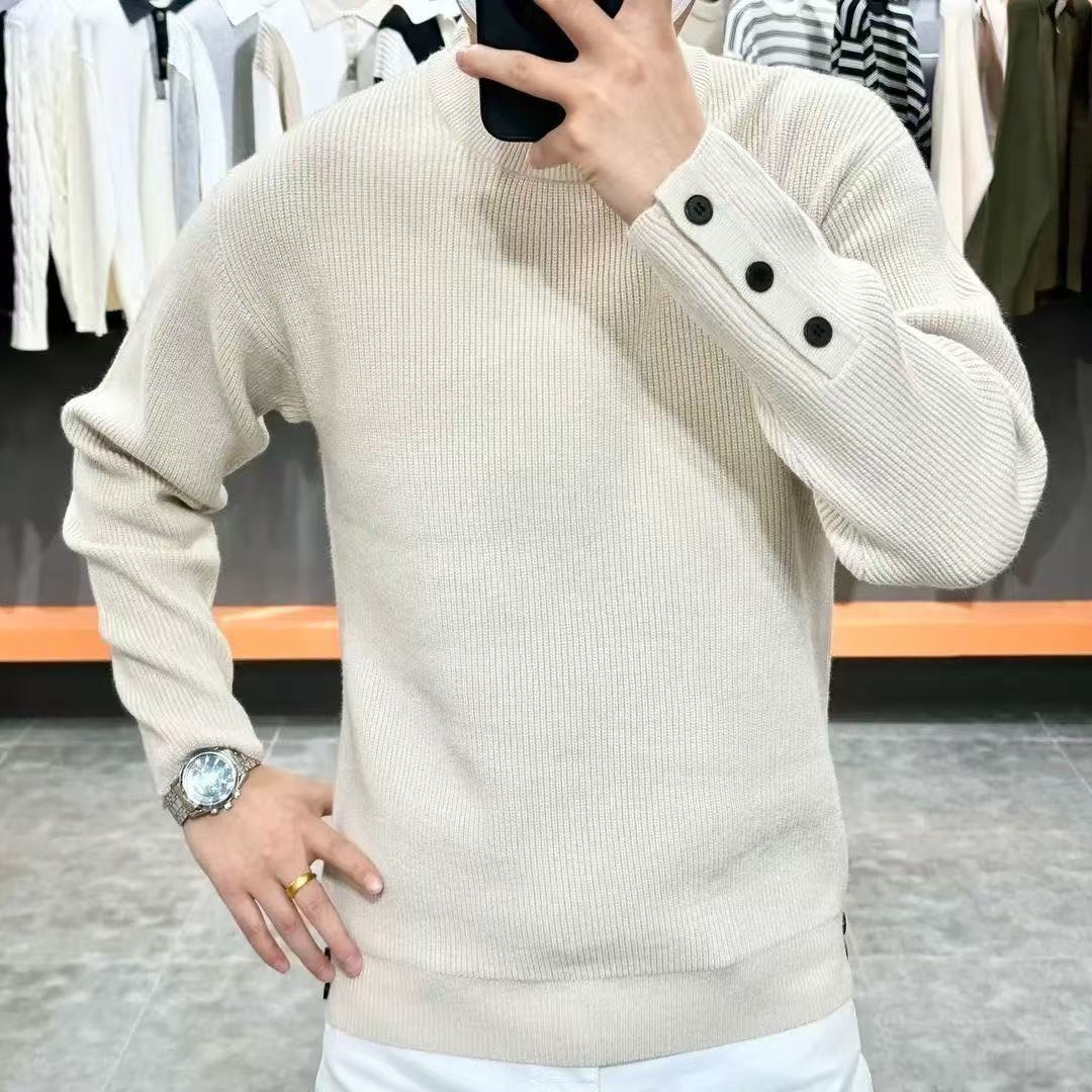 Autumn Men's Explosive Knitted Sweater Trend Personalized All-match Casual Simple Fashion Round Neck Long Sleeve High-grade Sweater