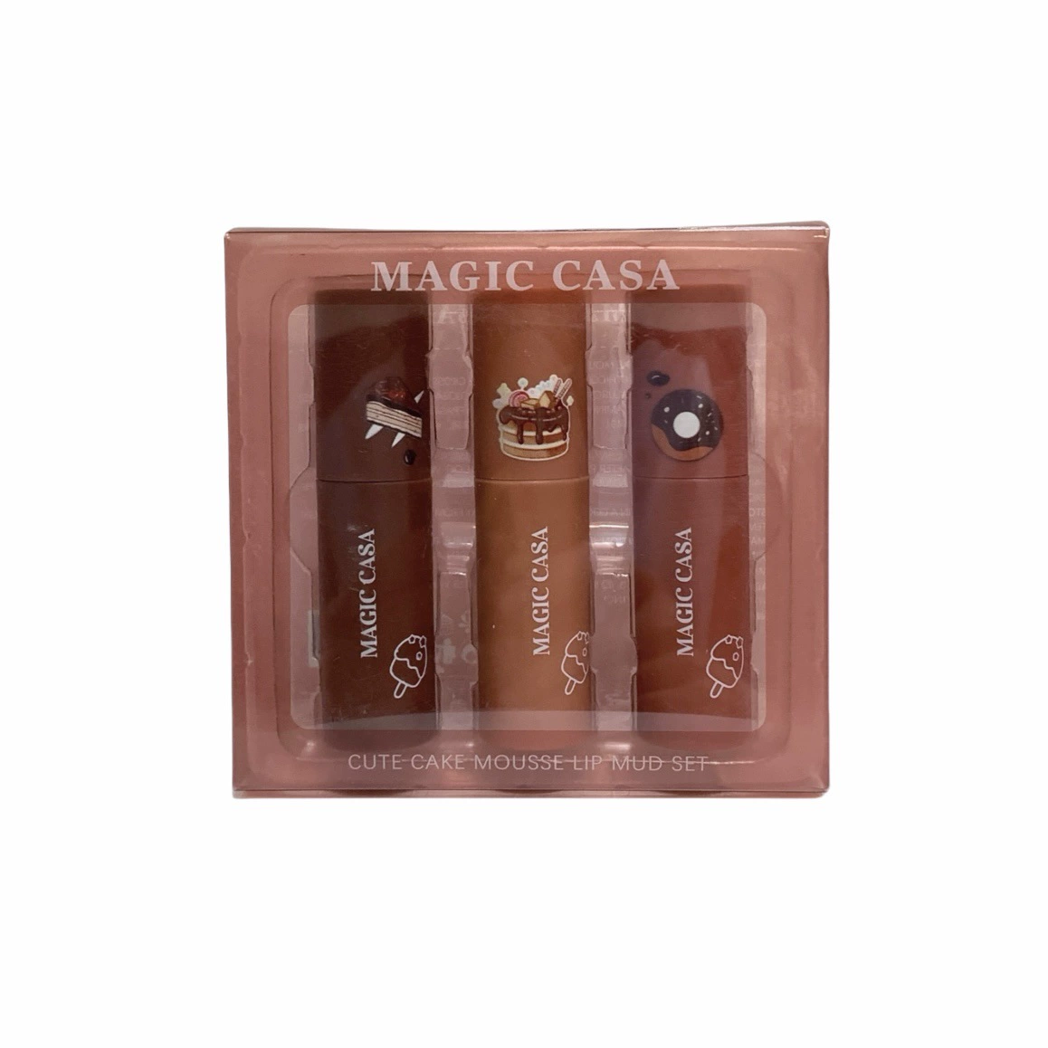 MAGIC CASA mousse, помада, акриловый трехступенчатый блеск для губ, набор, (перекрёстная торговля)