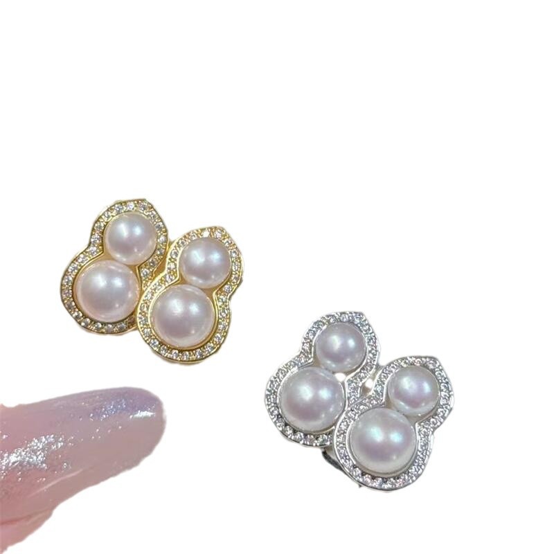 ZHIZHEN 진주 새해 새로운 담수 진주 보석 세트 14K 금 주입 유니버설 조롱박 세트 FULU TWINS