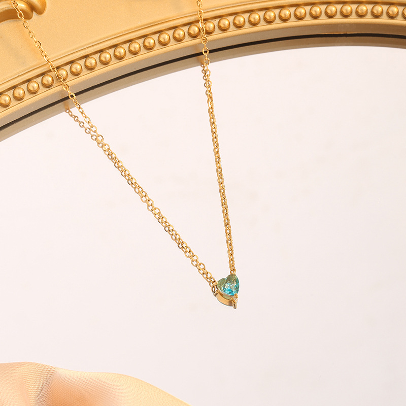 Wholesale Jewelry Simple Style Classic Style Heart Shape Titanium Steel Plating Pendant Necklace Cable Chain display picture 4