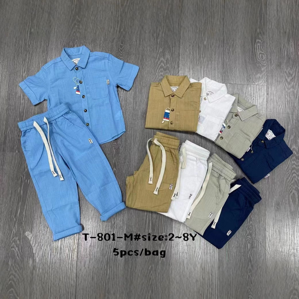 Cross-Border African Set for Export: Children's Short-Sleeve Shirt + Long Pants 2-in-1 Set, New 2-Piece Set for Spring and Autumn