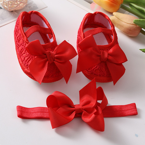 Baby shoes headband set European and American cute bow princess shoes 0-3-6-9-12 months baby shoes ins