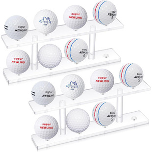 2Pcs Acrylic Golf Ball Display Stand I-Shaped Table Tennis Ball Holder Double Layer Can Hold 8 Balls