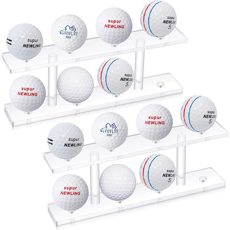 2 шт., акриловая подставка для мячей для гольфа, I-образный держатель для мячей для настольного тенниса, двухслойный, вмещает 8 мячей