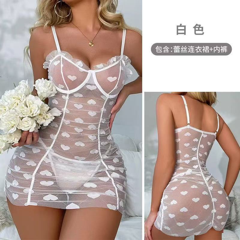 2024 New European and American Foreign Trade Cross-Border Sexy See-Through Lace Dress Suit Sexy Lingerie for Women