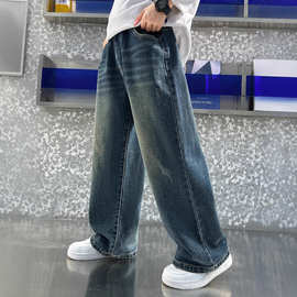 男童牛仔裤春秋款男大童潮酷裤子儿童装休闲裤男孩老爹裤潮流ins