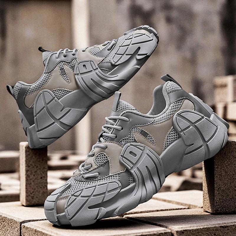 Estación europea zapatos de hombre de cuatro estaciones, zapatos deportivos casuales transpirables de tejido volador de verano, zapatos de suela gruesa para estudiantes de todo fósforo