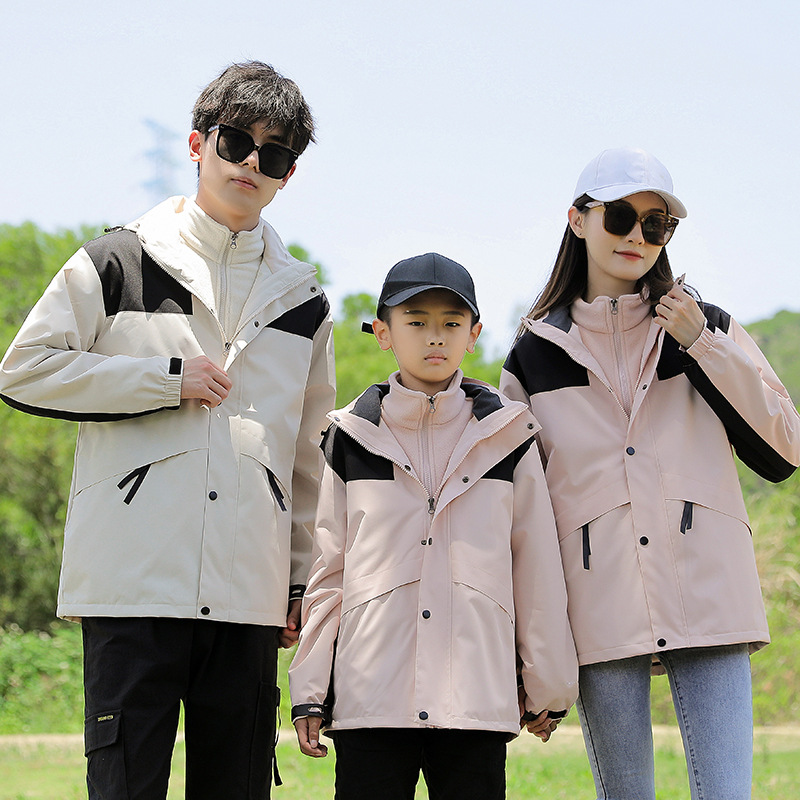 Chaqueta de invierno para hombres y mujeres al aire libre impermeable a prueba de viento tres en uno chaqueta de alpinismo de lana para padres e hijos entrega de transmisión en vivo