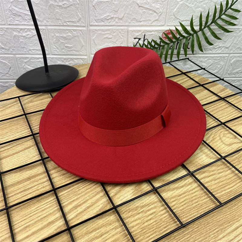 AliExpress sombrero de lana Jazz sombrero británico ala grande Xu Wenqiang mismo estilo versátil de ala ancha sombrero de caballero sombrero de rendimiento de los hombres