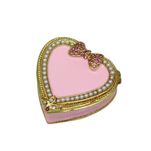 外贸礼品珐琅彩心形爱心珍珠合金珠宝盒婚庆回赠礼品情人节礼物