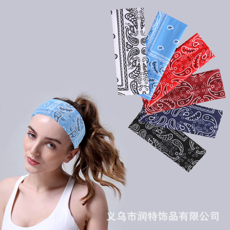 New Bohemian Cashew Flower Flat Hair Band Fitness Running Yoga Riding Sports Hair Band Headband