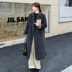 实拍灰色西装内胆羽绒服女2025新款冬季流行高级感韩系毛呢厚外套