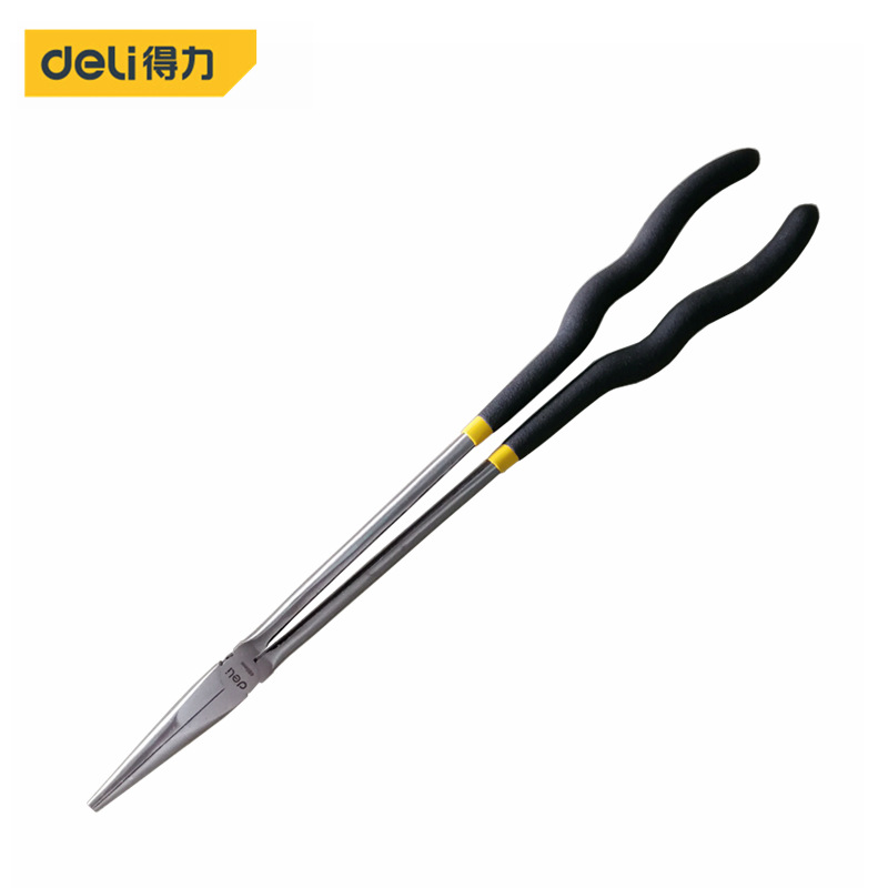 得力11/16寸加长尖嘴钳长尖口钳加长夹钳胶钳DL21011/DL210116