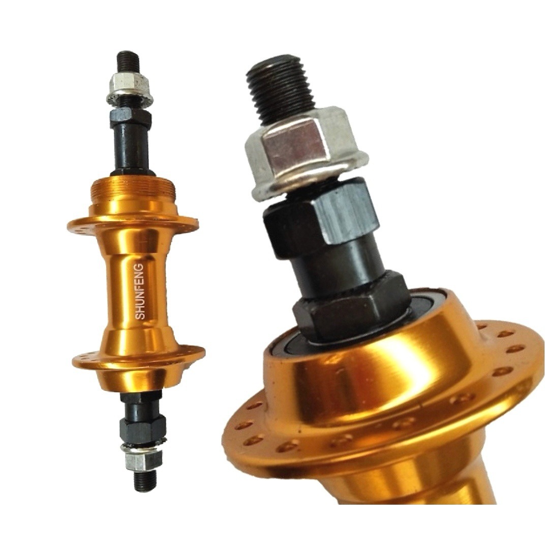 Bicicleta de montaña de aleación de aluminio de 32 hoyos Golden Hub rodamiento giratorio sólido solo cubo trasero