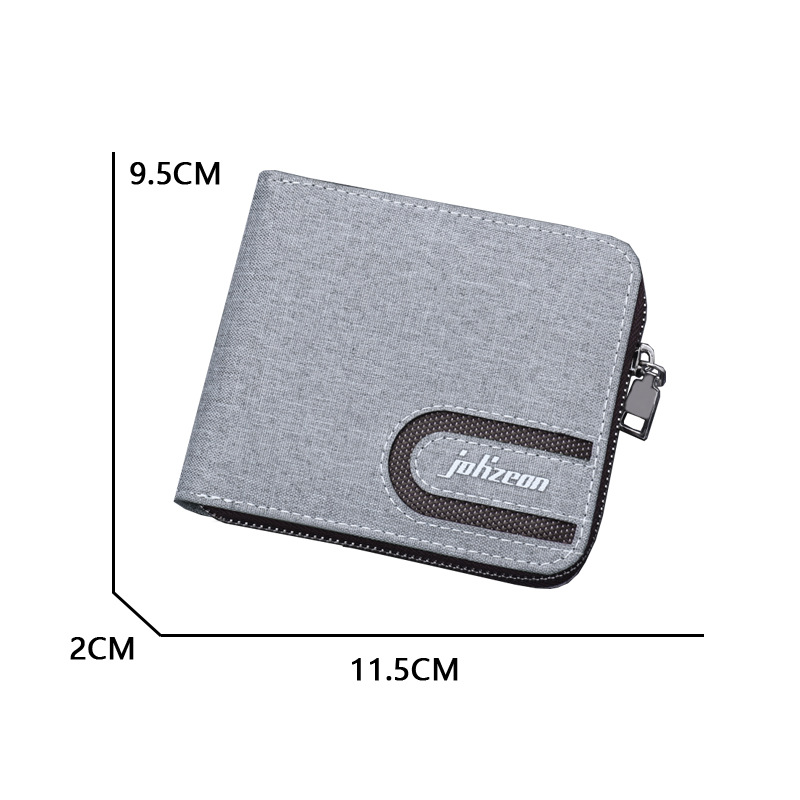 Cremallera lienzo cartera de los hombres corto retro personalidad moda cartera Oxford paño estudiante simple moda marca multi-Tarjeta posición estilo japonés