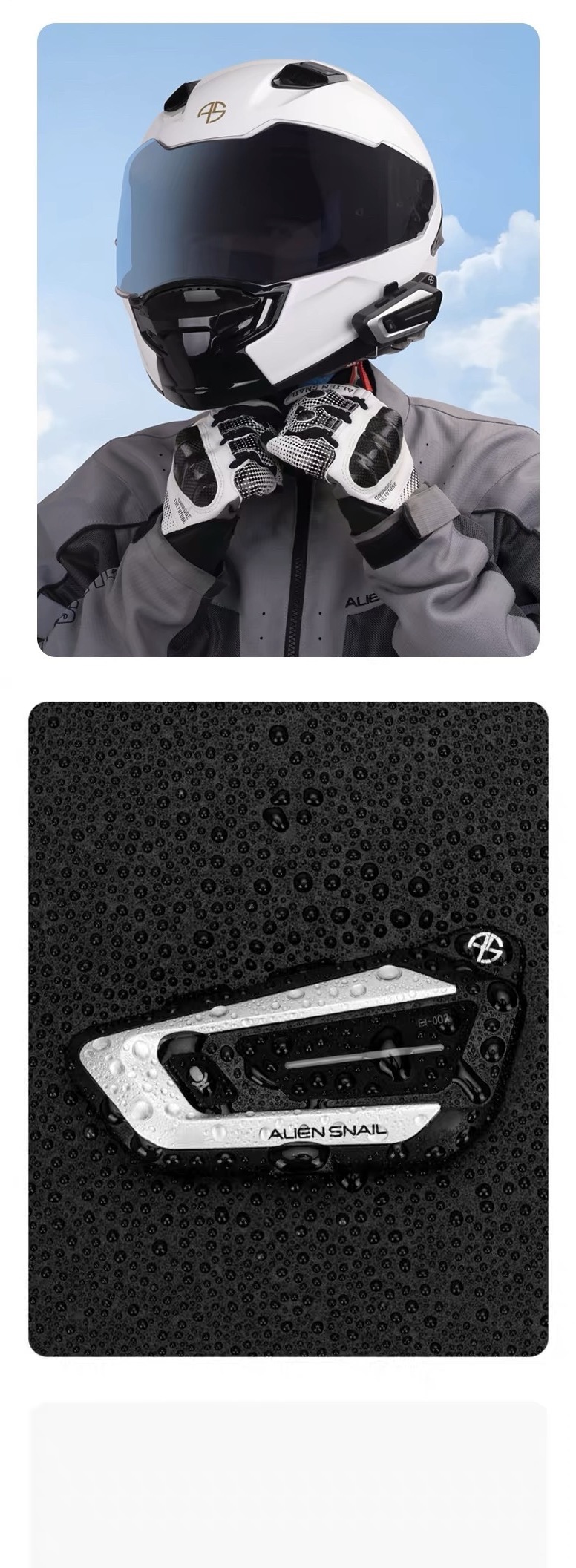Alien Snail Motorcycle Helmet Bluetooth Headset Intercom Cycling Delivery Noise Reduction Long Battery Life Motorcycle Equipment