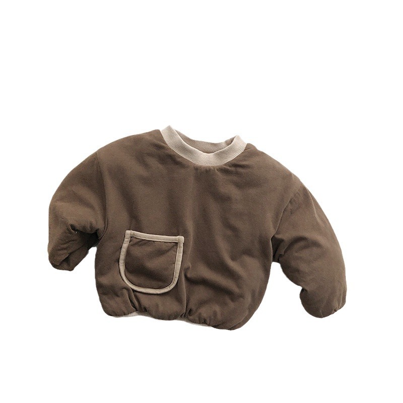 Suave glutinoso y fácil de combinar ~ niños y niñas camisa de muñeca acolchada de invierno para niños bebé engrosado cálido todo-fósforo superior moda coreana