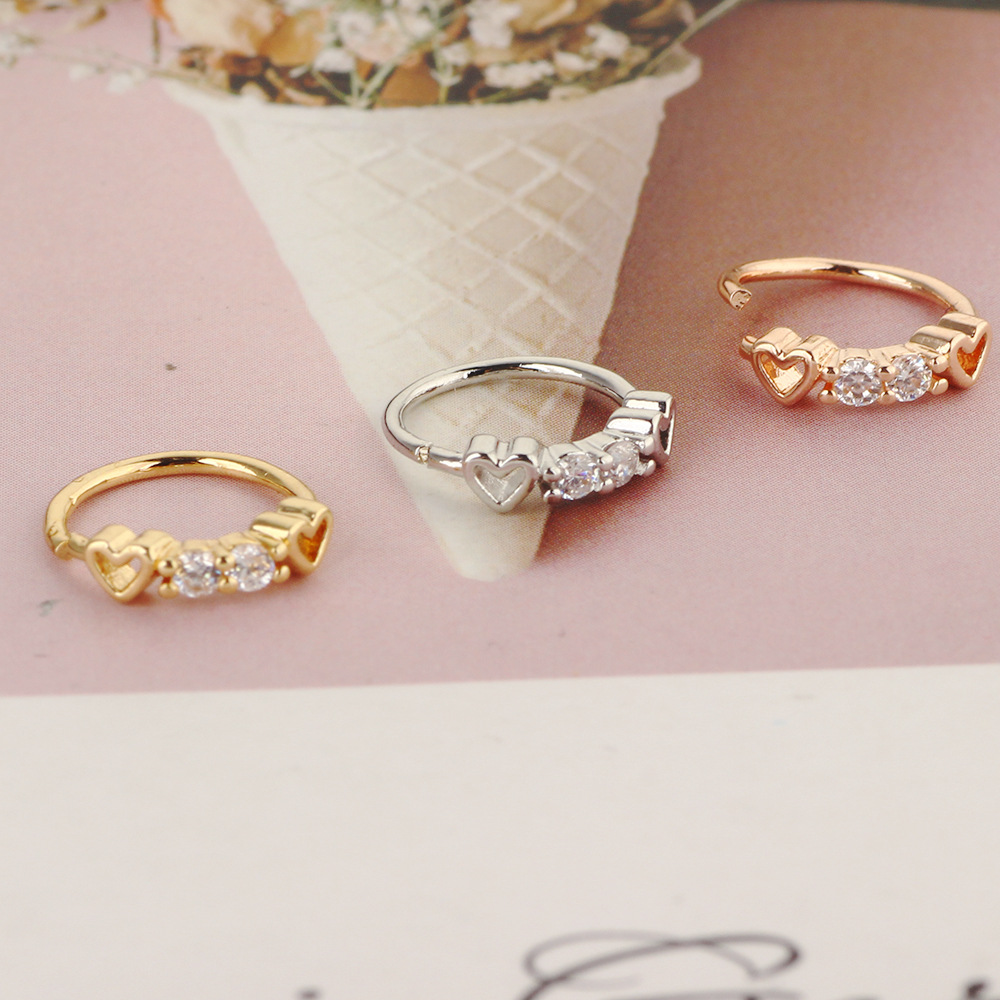 Fashion Heart Shape Copper Inlay Zircon Nose Ring 1 Piece