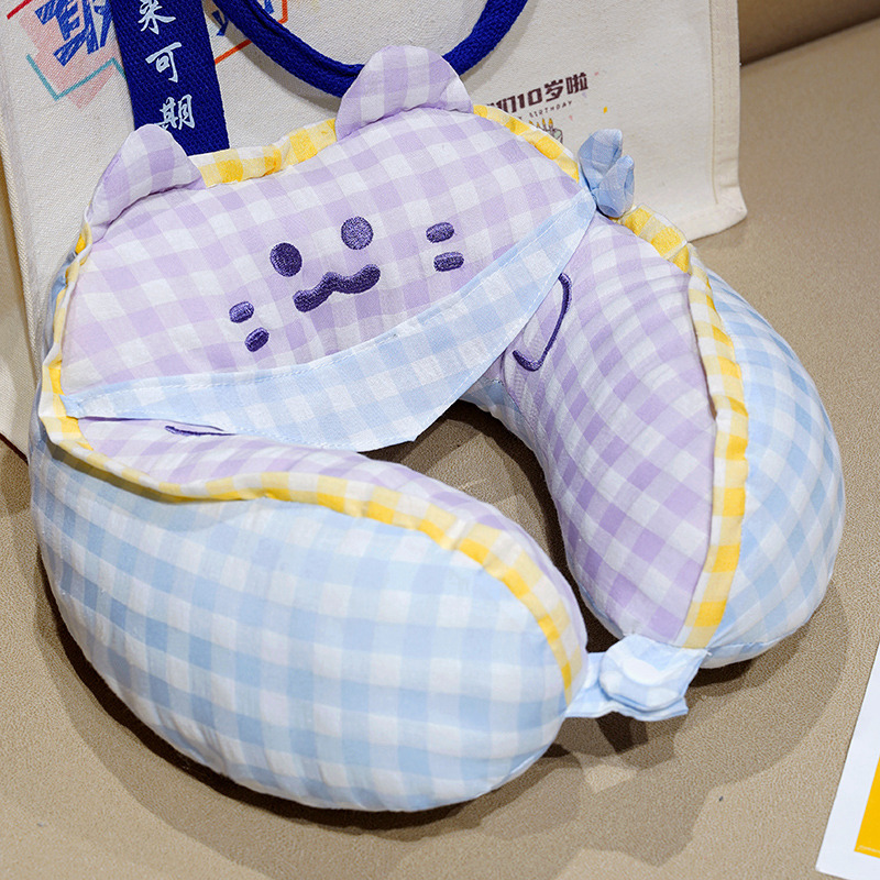 almohada en forma de U toallas cuadradas para gatos lindas para proteger el cuello para viajar para niños almohada de descanso almohada de luna