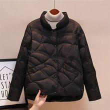 2022年新款加肥加大码200斤可穿立领短款羽绒服女白鸭绒时尚洋气