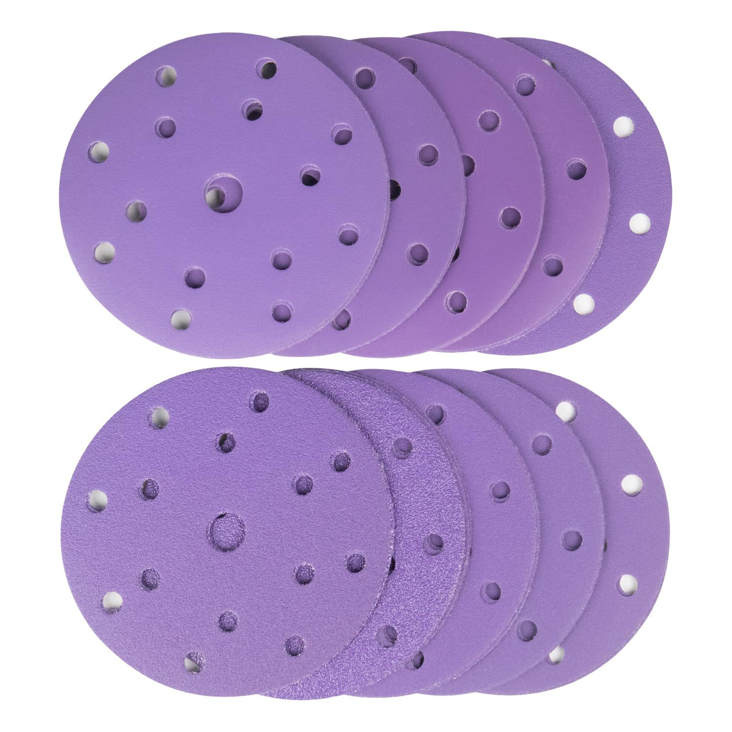 Cross-Border Hot-Selling 6-Inch 15-Hole Purple Ceramic Sandpaper 150mm Automotive Dry Sanding Backing Velvet Sandpaper 60-800 Mesh Manufacturer